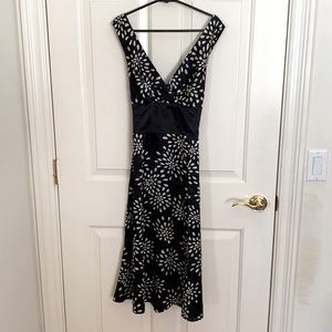 Ted baker black white flower print silk dress